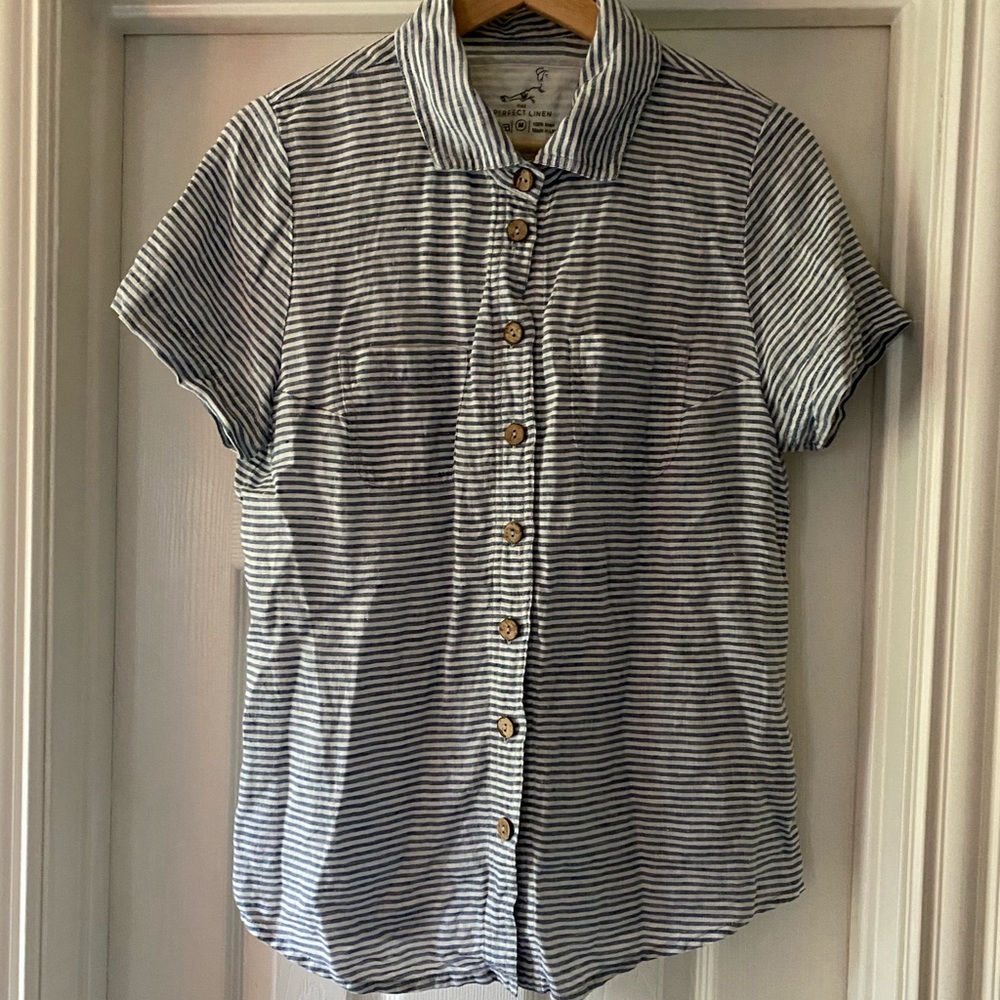 Not Perfect Linen Button Down Top
